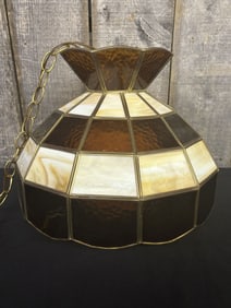 Vintage Slag Glass Hanging Light 15"X14"