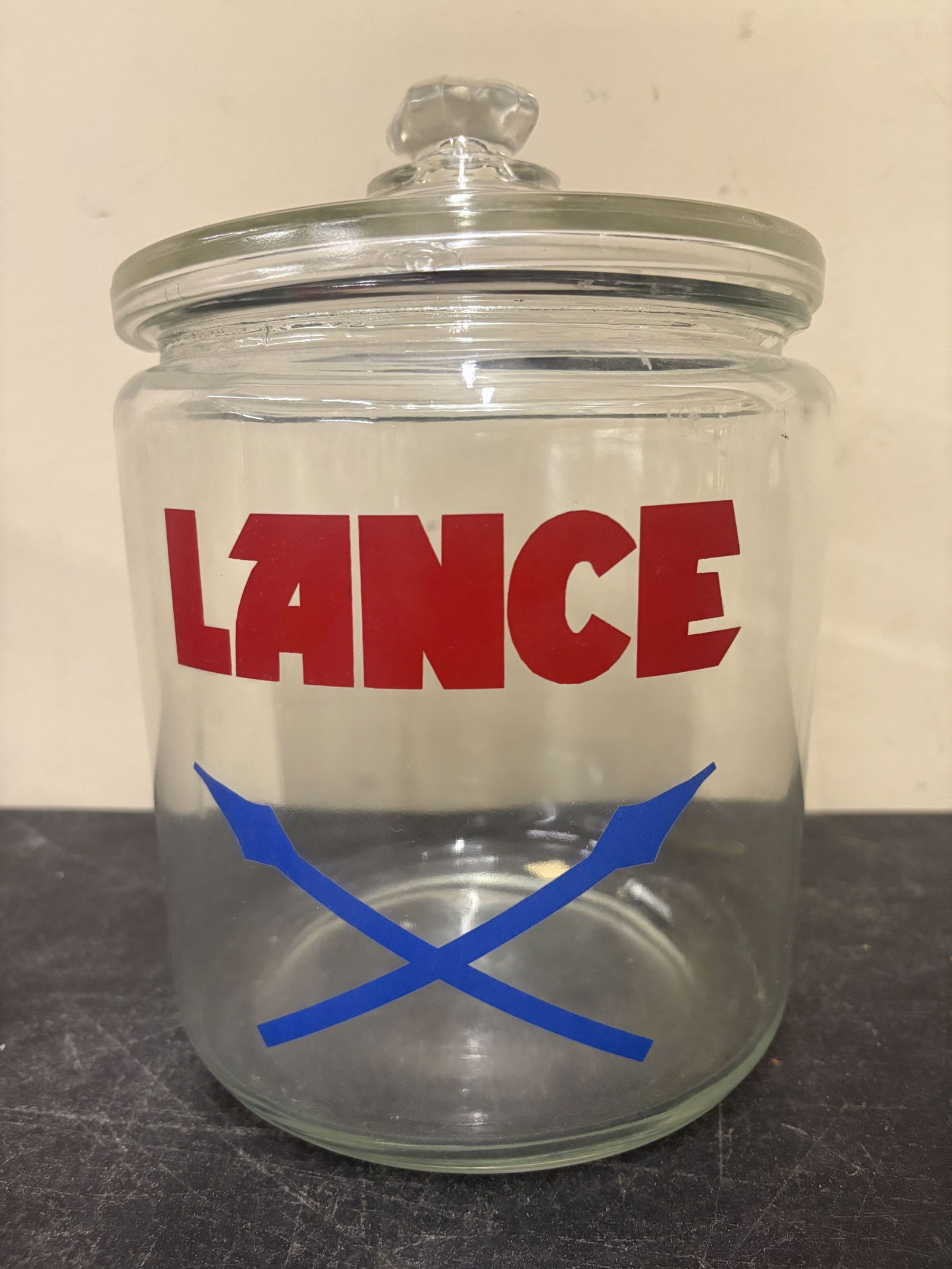 Vintage Collectible Lance Glass Cracker Jar W/ Lid - 6"x10": Vintage Collectible Lance Glass Cracker Jar W/ Lid - 6"x10"