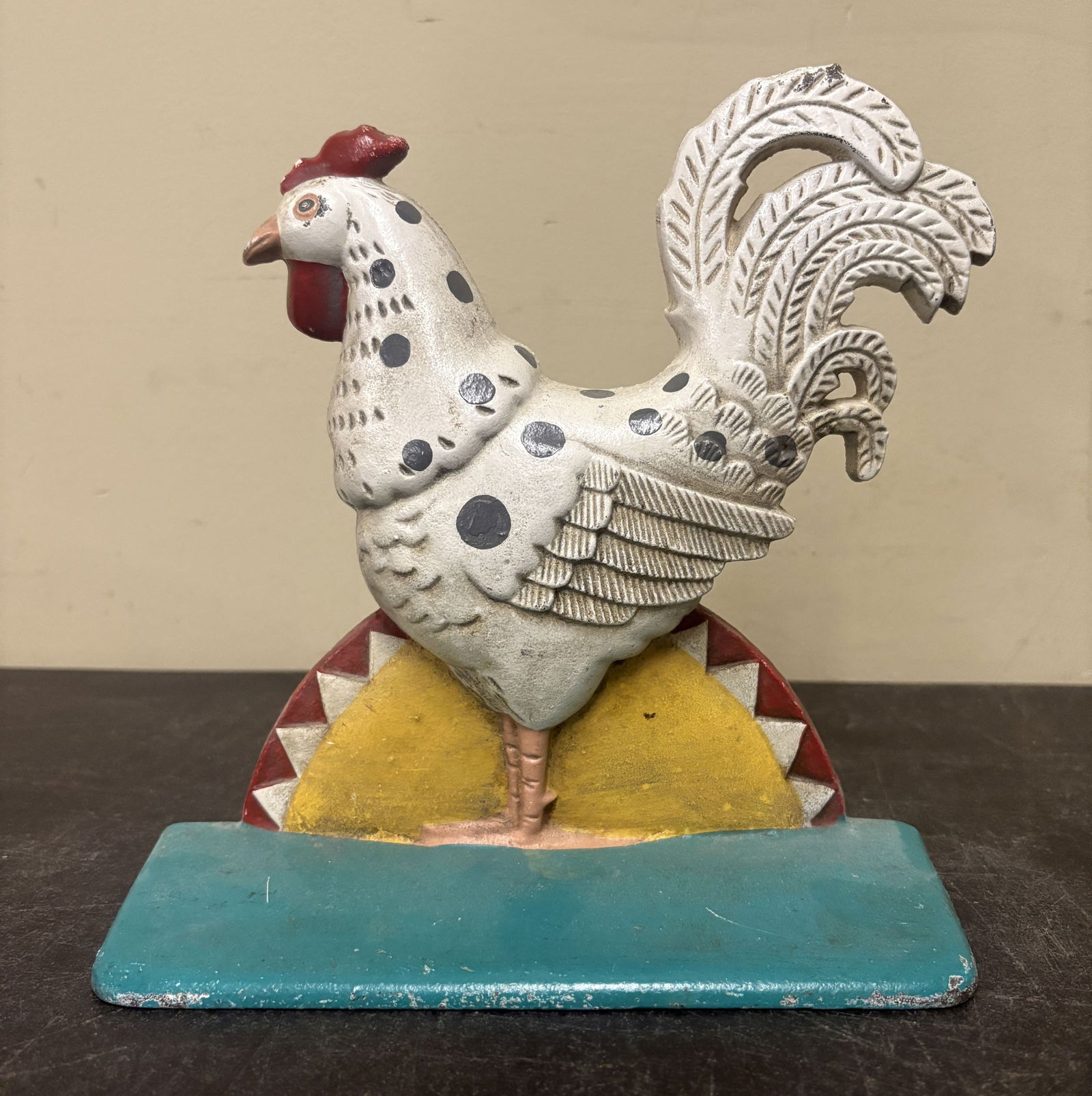 Vintage Cast Iron Rooster Door Stop - 8"x8": Vintage Cast Iron Rooster Door Stop - 8"x8"
