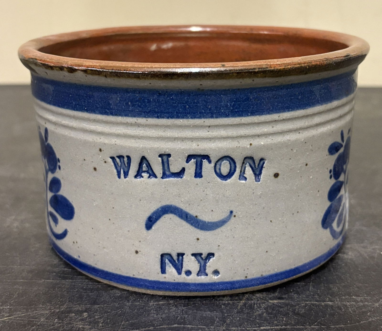 Walton NY Stoneware Crock in Gray Salt Glaze - 4"x6": Walton NY Stoneware Crock in Gray Salt Glaze - 4"x6"
