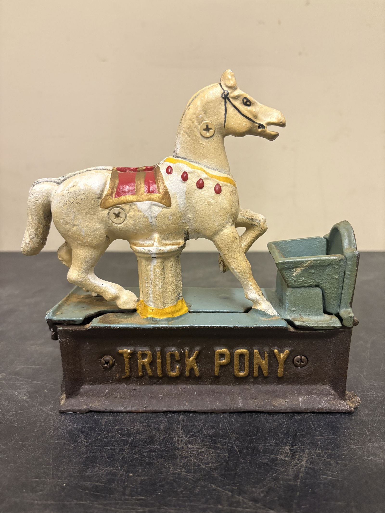 Trick Pony Cast Iron Mechanical Bank - 7"x7.5": Trick Pony Cast Iron Mechanical Bank - 7"x7.5"