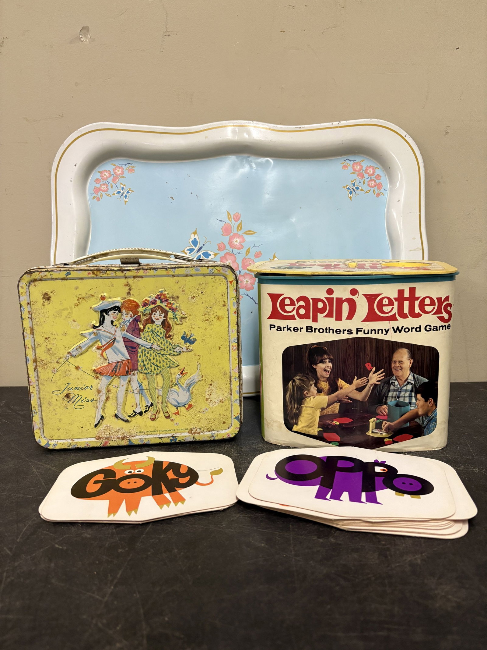 Leapin Letters Word Game, Junior Miss Tin Lunchbox and Serving Tray - 18": Leapin Letters Word Game, Junior Miss Tin Lunchbox and Serving Tray - 18"