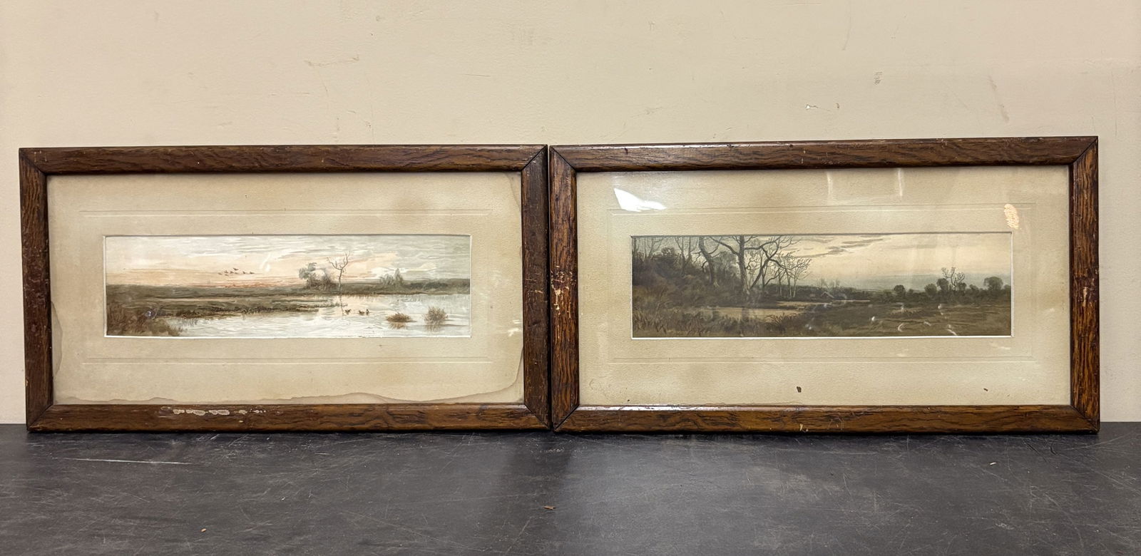 Two (2) Framed Watercolor Painting Prints by Wedworth Wadsworth - 10"x 19.5" (1 of 6)