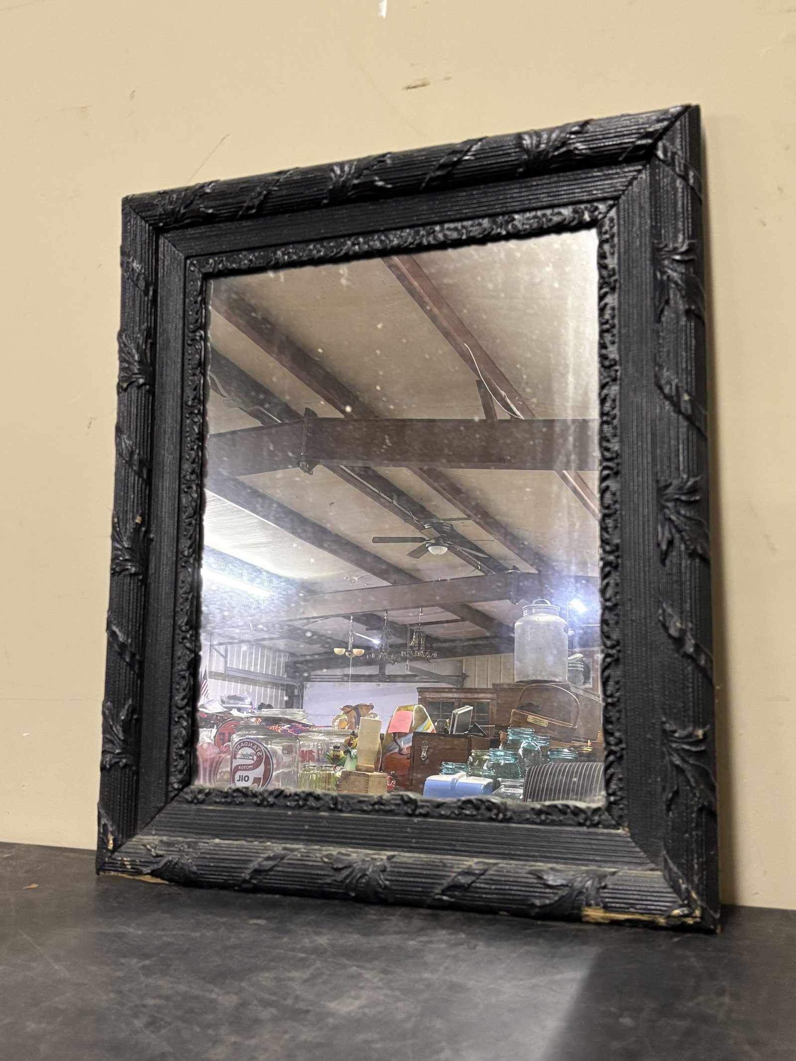 Antique to Vintage Black Baroque Style Mirror - 22"x25.5: Antique to Vintage Black Baroque Style Mirror - 22"x25.5
