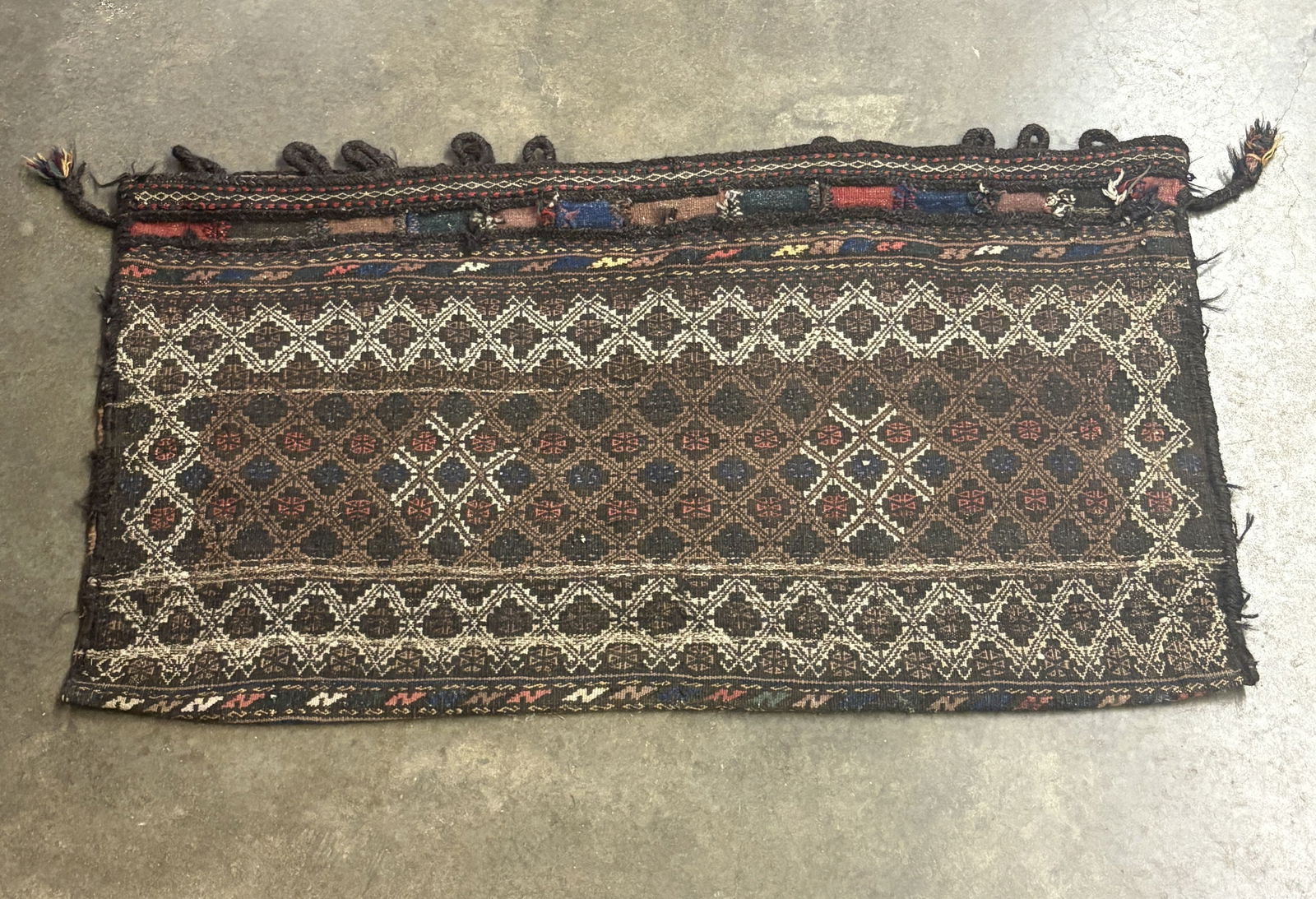 Antique or Vintage Tribal Saddle Bag, Possibly of Baluch or Afghan Turkmen Origin - 30"x50": Antique or Vintage Tribal Saddle Bag, Possibly of Baluch or Afghan Turkmen Origin - 30"x50"