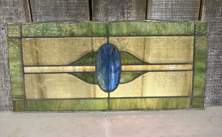 Antique Stained Glass Transom Window panel, Likely dating from the late 19th or early 20th century -