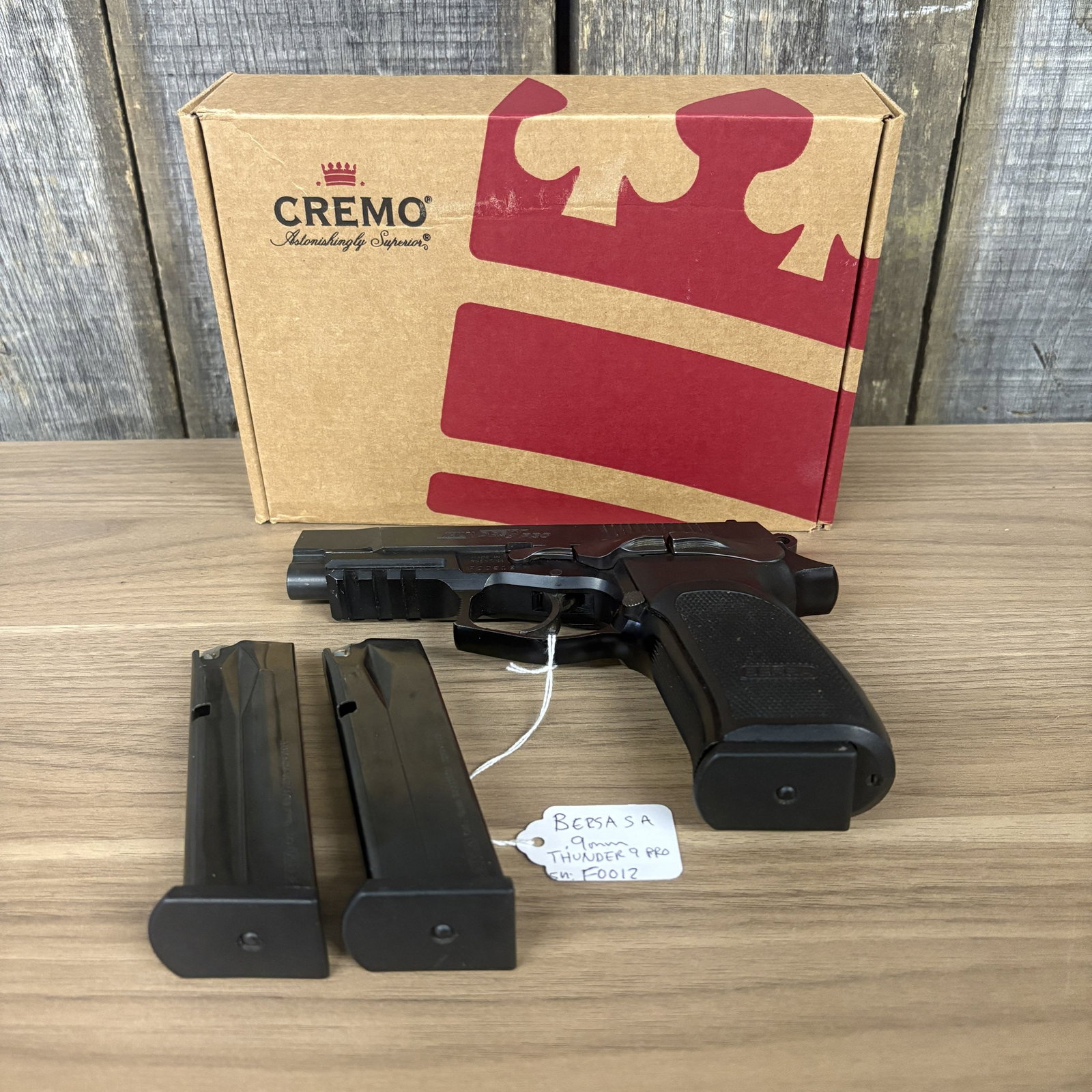 Bersa .9mm Thunder 9 Pro Serial:F0012 With Box, 2 Extra Magazines 8": Bersa .9mm Thunder 9 Pro Serial:F0012 With Box, 2 Extra Magazines 8"