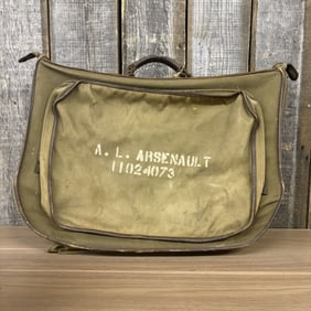 Military Canvas Bag Marked A.L. Arsenault 24"X21"