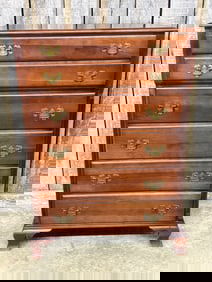 Chippendale Style 6-Drawer Chest Of Drawers With Brass Hardware (Some Wear To Legs) 20"X34"X48"