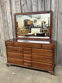 Traditional Cherry Wood Dresser With Mirror 19"X62"X70"