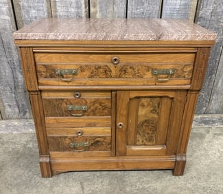 Antique Victorian Eastlake Marble Top Washstand 16"X30"X29"