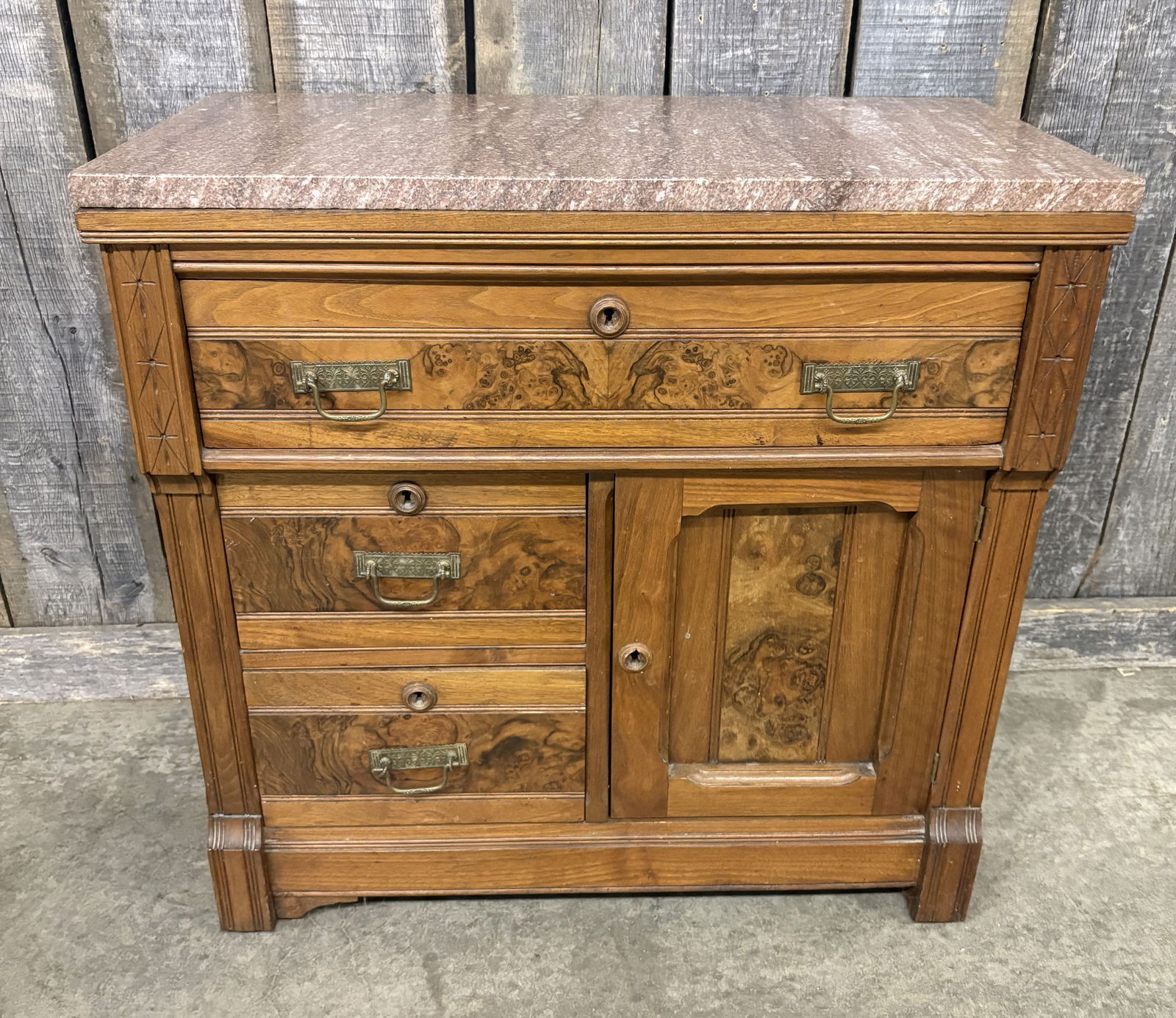 Antique Victorian Eastlake Marble Top Washstand 16"X30"X29": Antique Victorian Eastlake Marble Top Washstand 16"X30"X29"