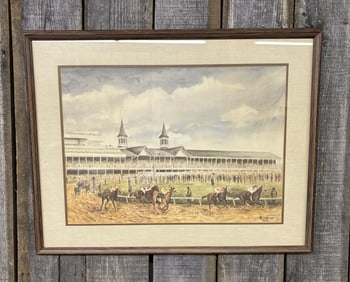 Framed 1974 Willoweise Kentucky Derby Limited Edition Print 31"X25"
