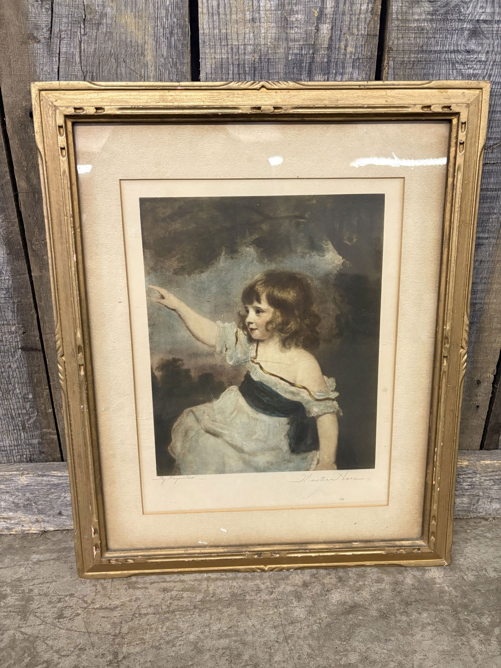 Vintage Framed Print Of "Master Hare" By Sir Joshua Reynolds 18"X23": Vintage Framed Print Of "Master Hare" By Sir Joshua Reynolds 18"X23"