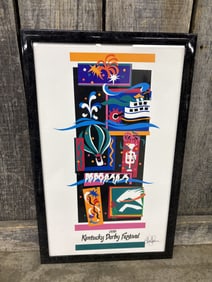 Signed 1989 Kentucky Derby Festival Print, Framed. 15"X24"