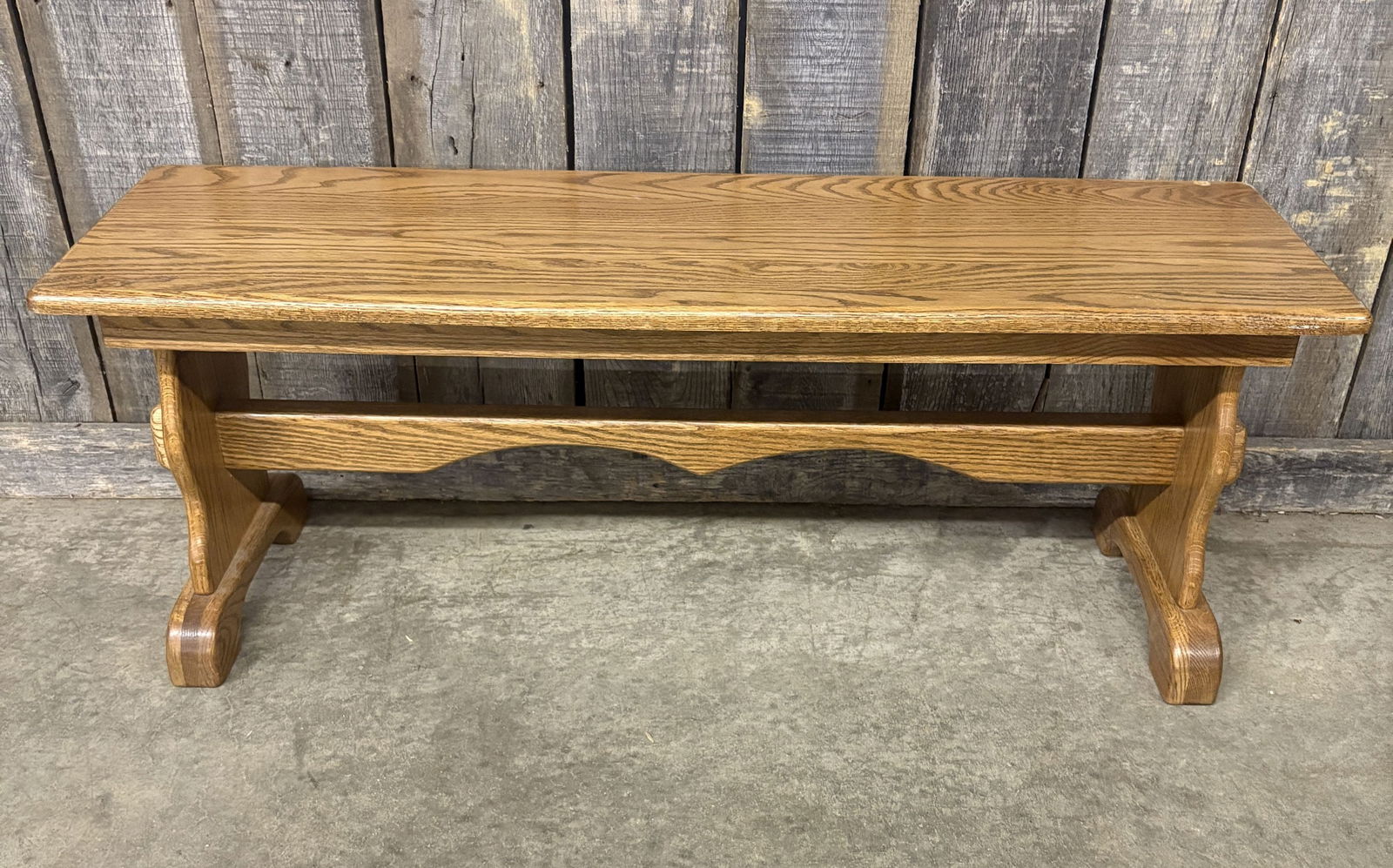 Solid Oak Wood Bench 14"X48"X19": Solid Oak Wood Bench 14"X48"X19"