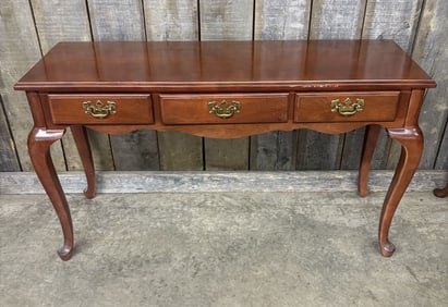 Vintage Cherry Queen Anne 3 Drawer Console Table 16"X48"X28"