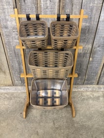 Woven Basket Wooden Rack 16"X22"X42"