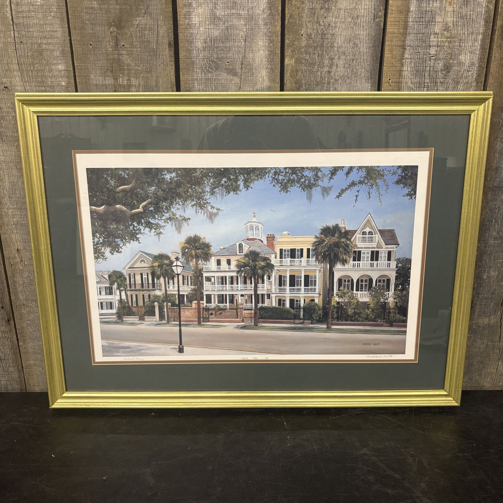Framed Charleston, SC. Print By Cherrie Nute 36"X27": Framed Charleston, SC. Print By Cherrie Nute 36"X27"