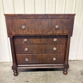 Antique American Empire Flame Mahogany Chest Of Drawers 23"X46"X49"