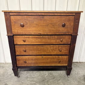 Early Cherry Empire Style Chest Of Drawers 21"X44"X48"