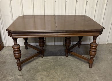Jacobean Style Walnut Dining Table 39"X58"X31"