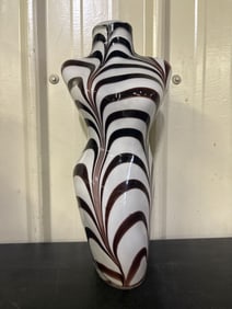 Vintage Murano Style Art Glass Female Torso Vase 5"X14"