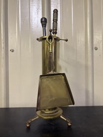 Vintage Brass Petite Fireplace Tool Set 6"X16"