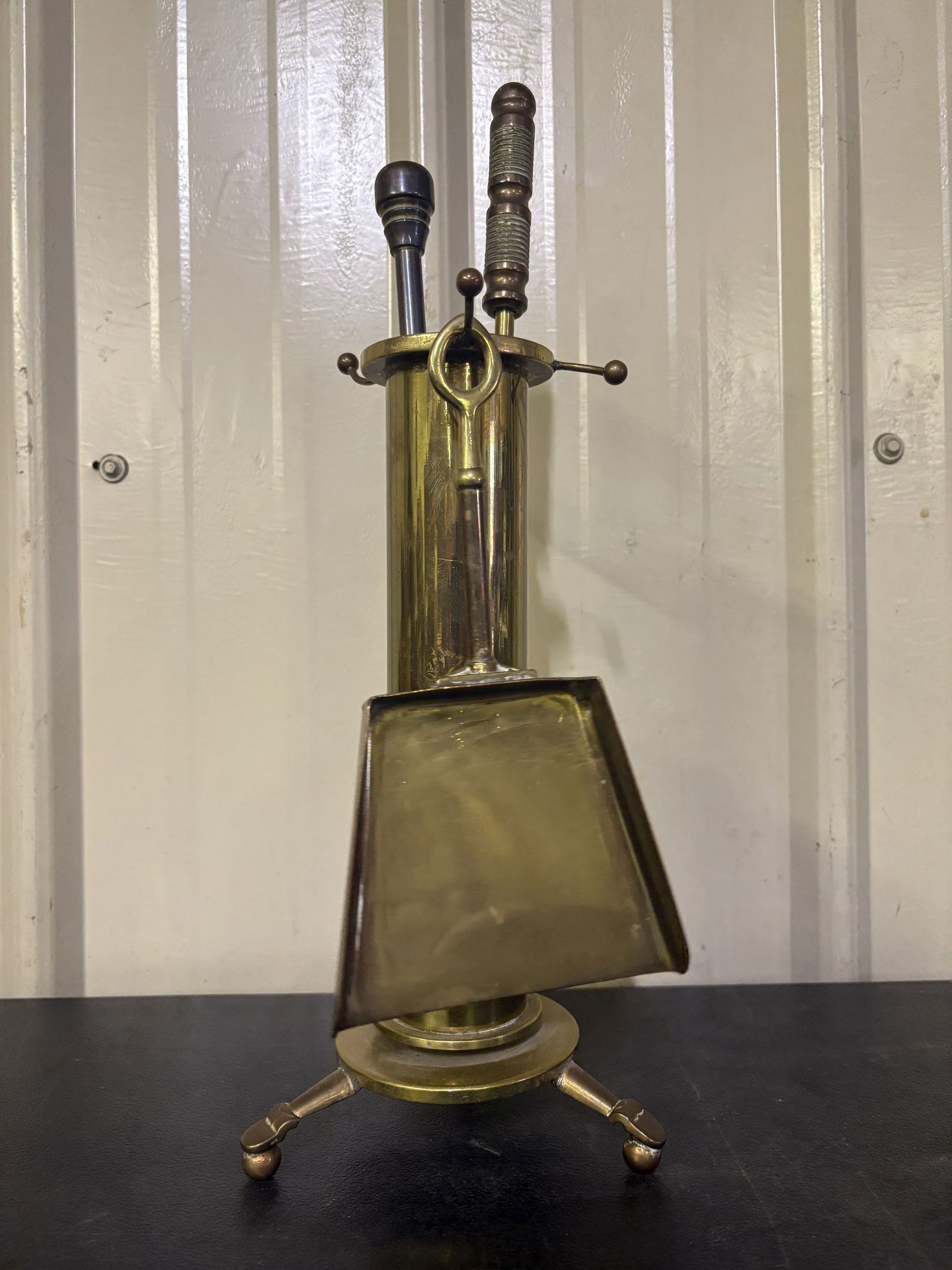 Vintage Brass Petite Fireplace Tool Set 6"X16": Vintage Brass Petite Fireplace Tool Set 6"X16"