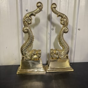 Virginia Metalcrafters Brass Classical Dolphin Andirons 9"X19"