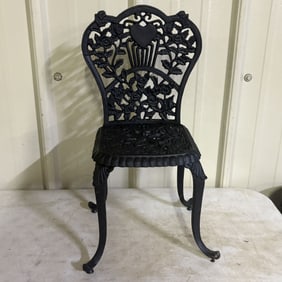 Miniature Black Cast Iron Garden Chair 10"X17"