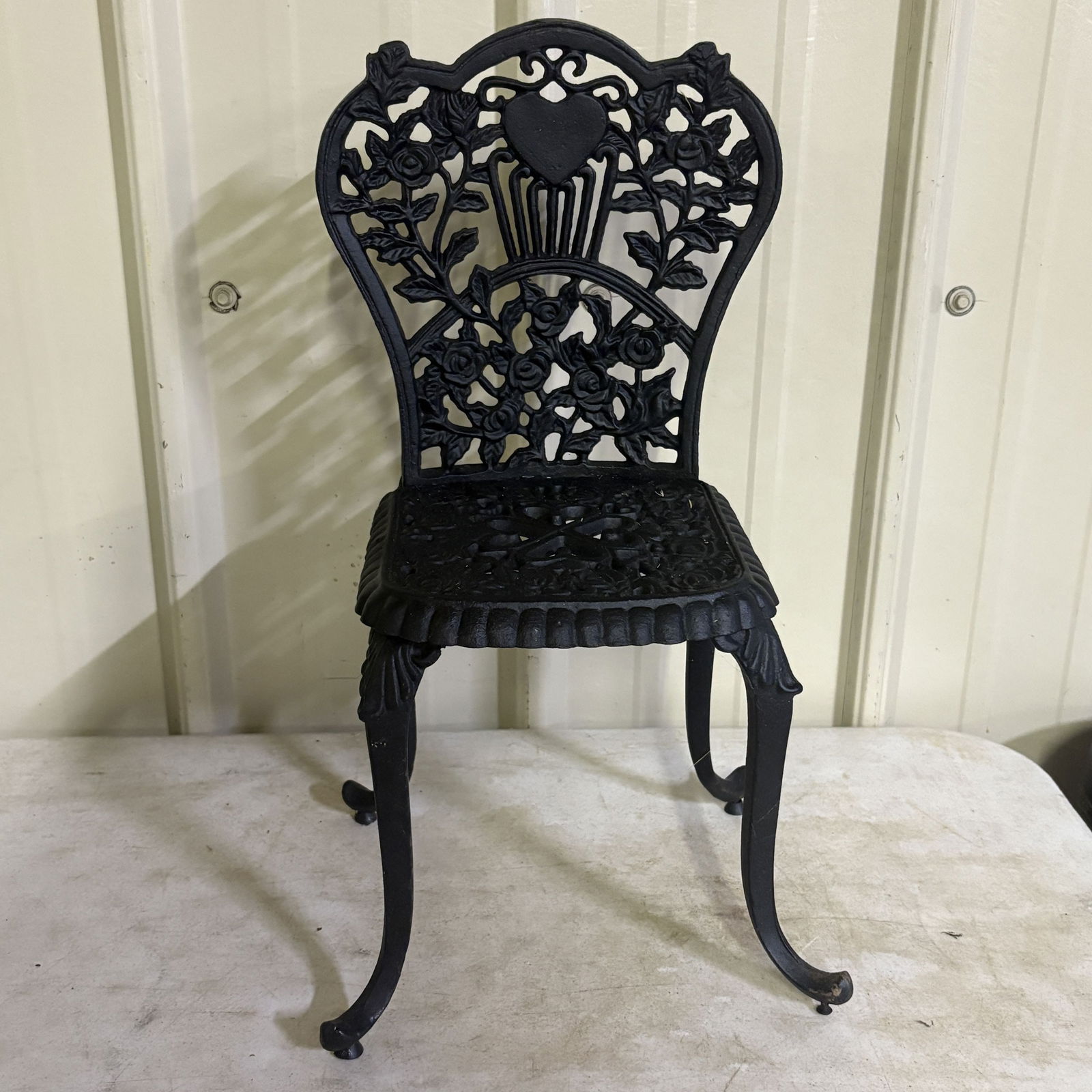 Miniature Black Cast Iron Garden Chair 10"X17": Miniature Black Cast Iron Garden Chair 10"X17"