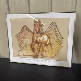 Official 2016 Kentucky Derby Festival Poster By Kathy Sullivan, Framed. 28"X22"