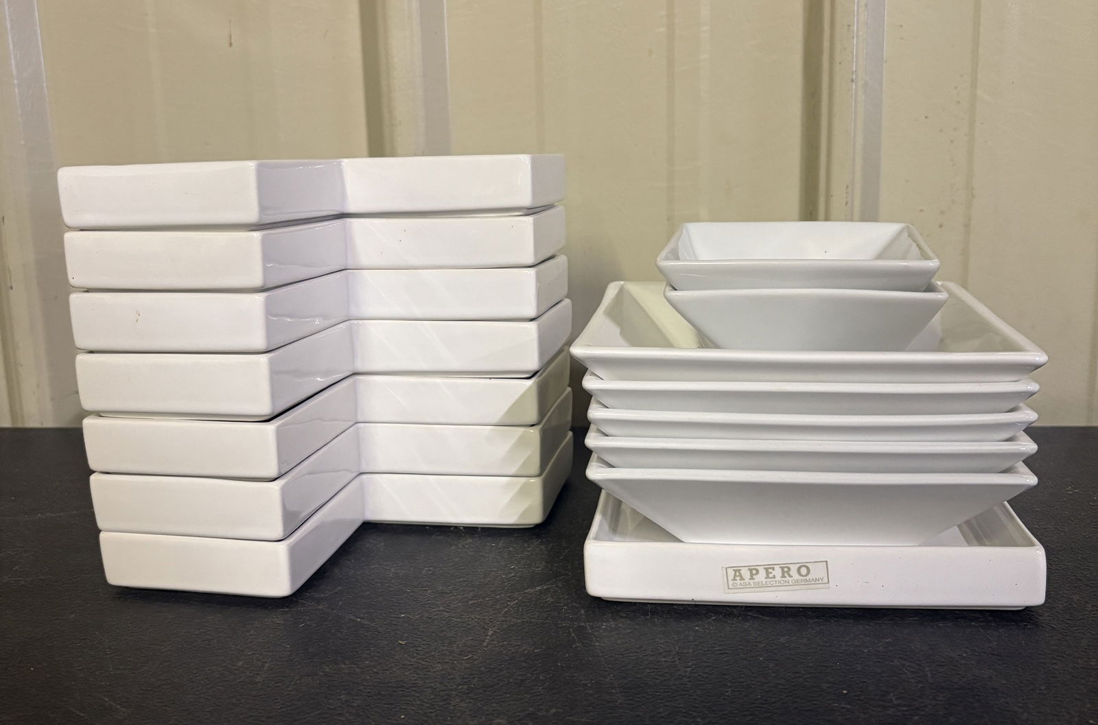 White Ceramic Apero Square Dishes 6": White Ceramic Apero Square Dishes 6"