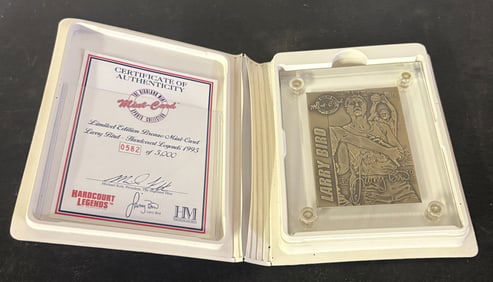 Limited Edition Bronze Mint-Card Larry Bird - Hardcourt Legends 1995; 0582 Of 5,000 6.5"