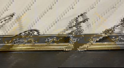 Vintage Brass Fireplace Fender 15"X42"X12"