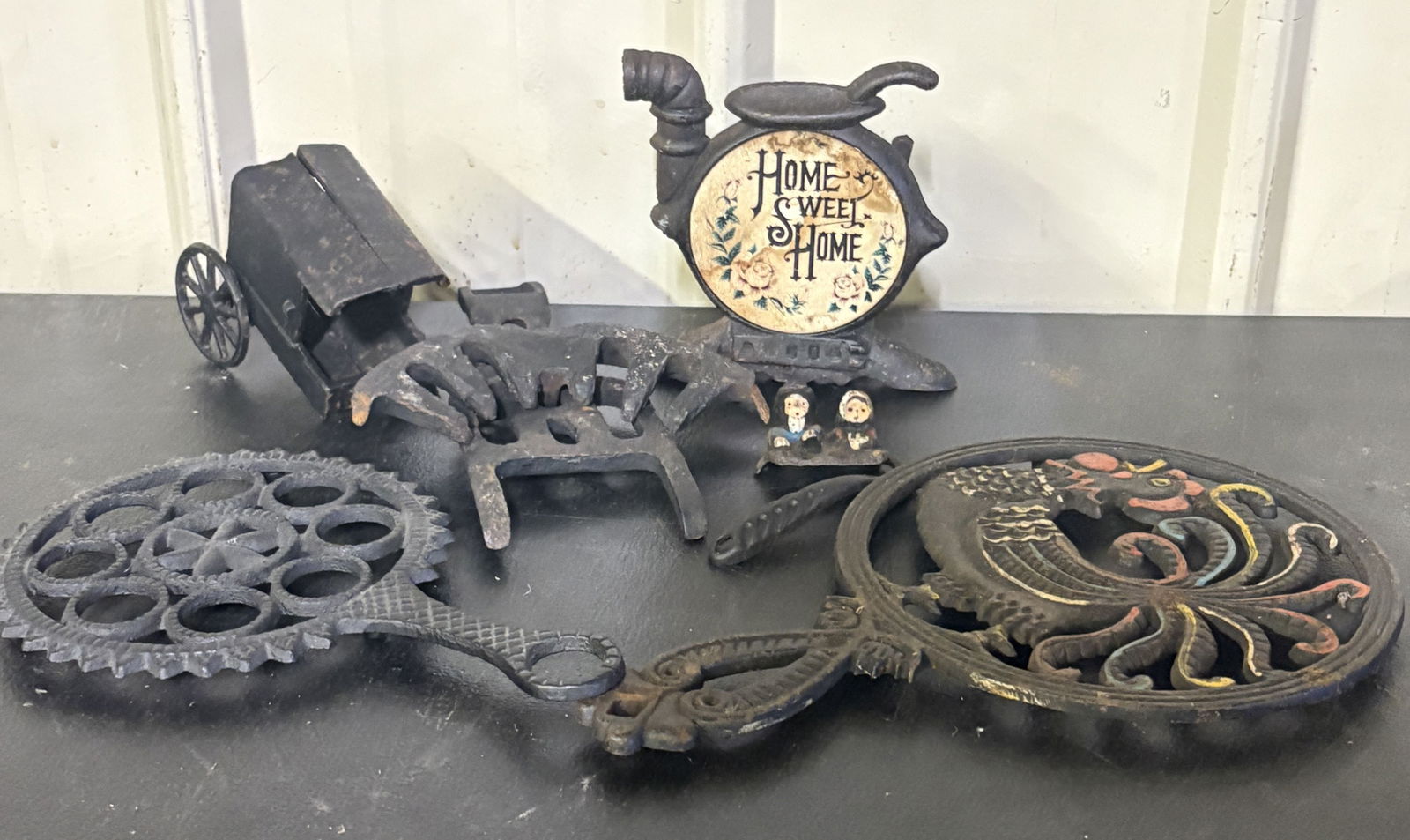 Vintage Cast Iron Trivets And Decorative Items 11": Vintage Cast Iron Trivets And Decorative Items 11"