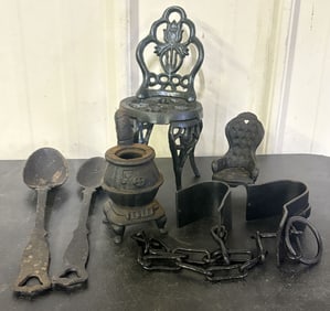 Collection Of Cast Iron Furniture-Accessories 10"