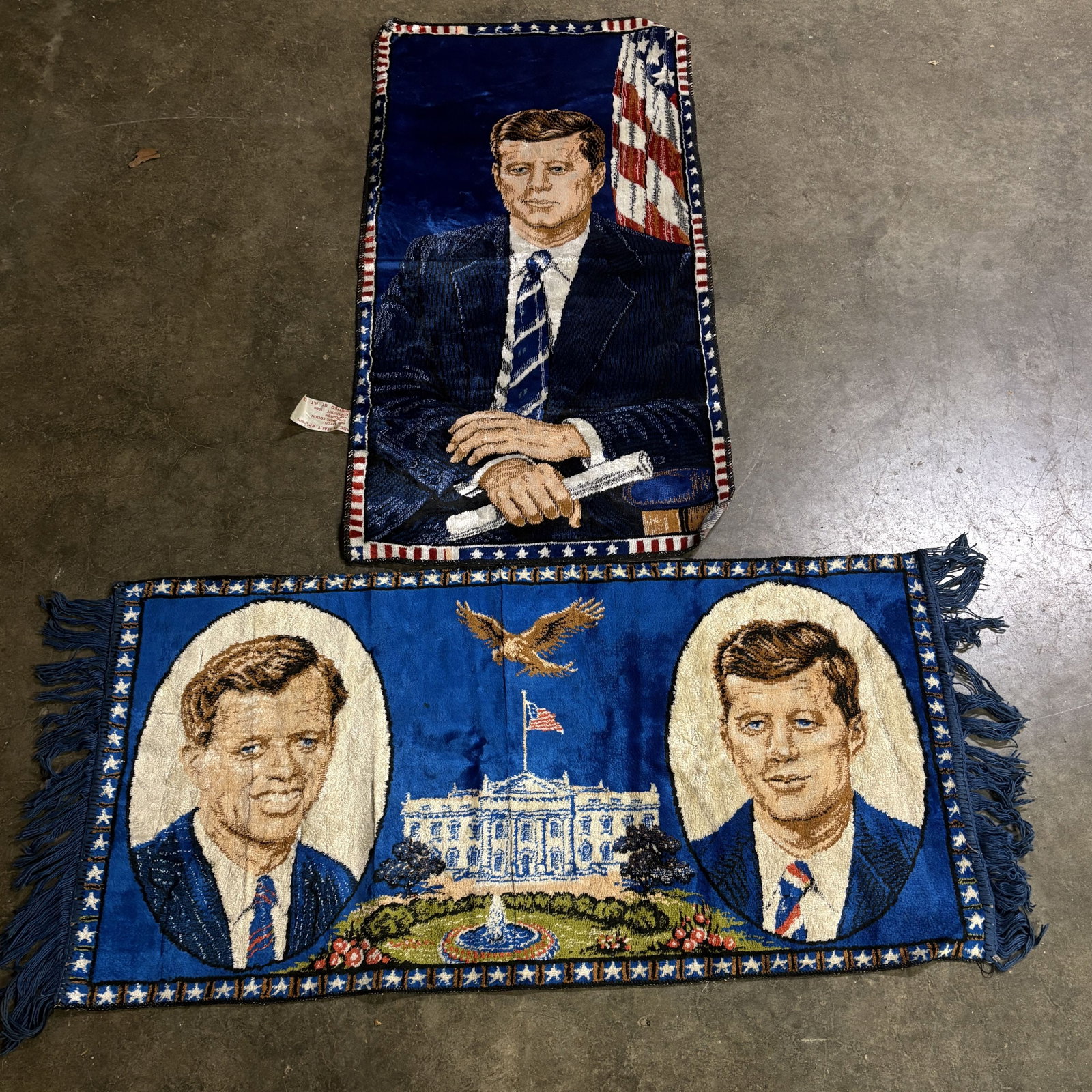 Vintage John F. And Robert F. Kennedy Tapestries - Made In Italy 38": Vintage John F. And Robert F. Kennedy Tapestries - Made In Italy 38"
