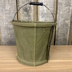 Canvas Water Bucket, Military Style Collapsible Jeep Water Bucket Marked N.Y.C. 11"X10"