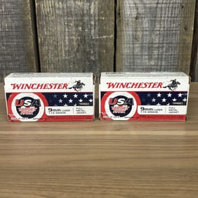 100 Rounds Winchester 9mm Luger 115 Gr. 5"