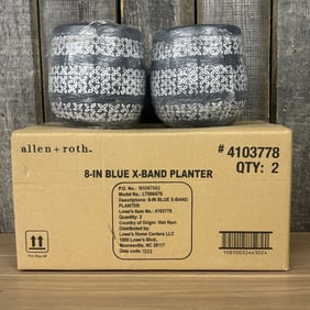 Pair Of New Allen-Roth 8" Blue X-Band Planters 8"