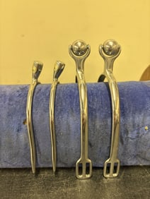 2 Pairs Of Stainless Steel English Slip On Spurs 5"