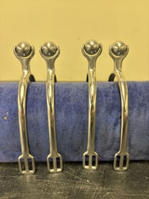 2 Pairs Of Stainless Steel Spurs With Rolling Ball Ends 5.5"