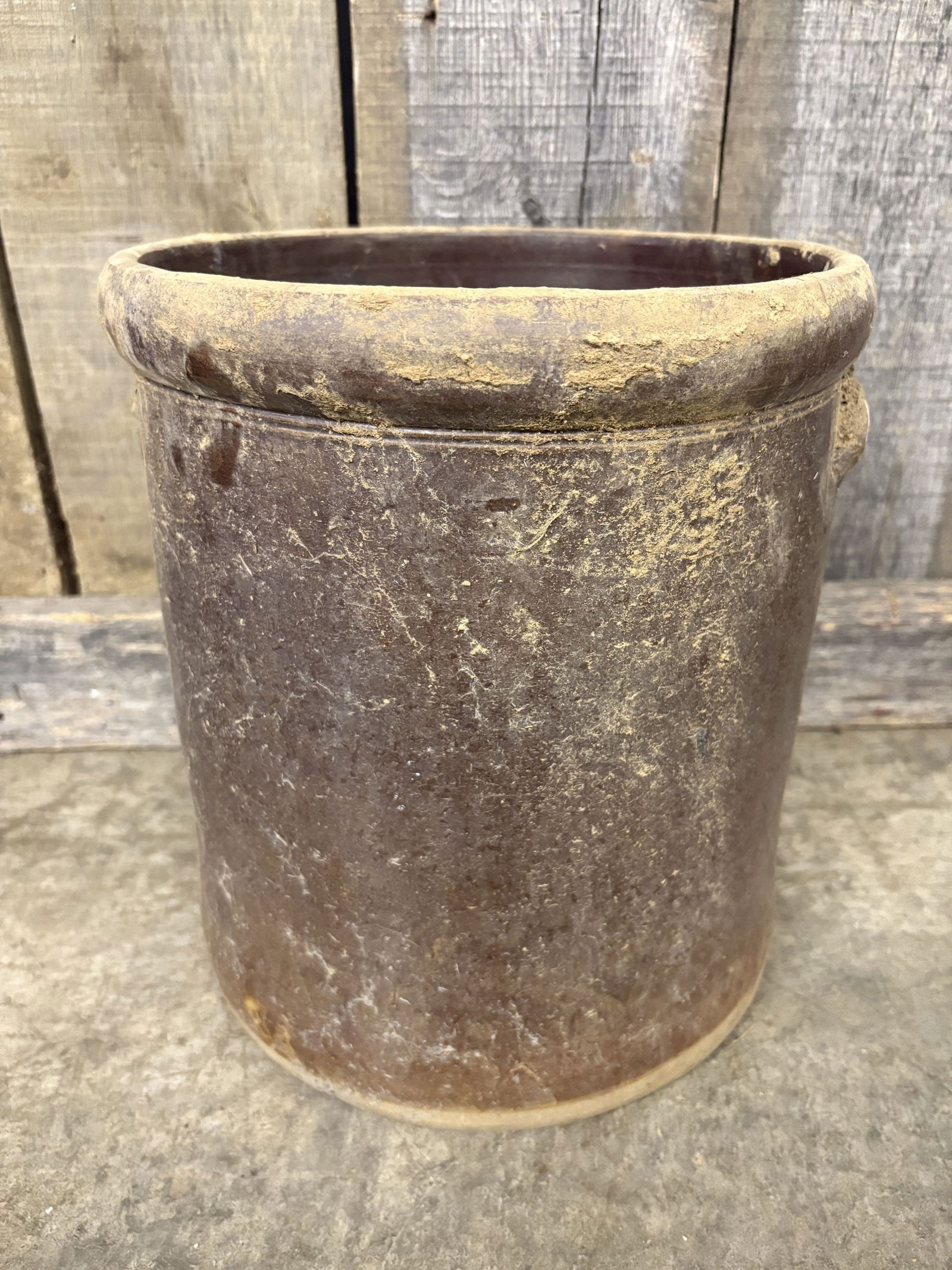 Stoneware Pottery Crock - As Found 10"X13": Stoneware Pottery Crock - As Found 10"X13"