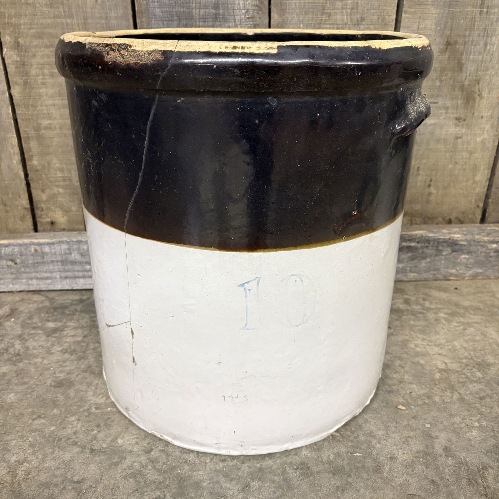 #10 Stoneware Pottery Crock - As Found 15"X17": #10 Stoneware Pottery Crock - As Found 15"X17"