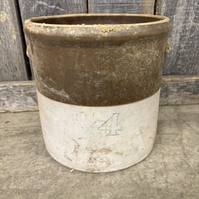 #4 Stoneware Pottery Crock - As Found 12"X12"