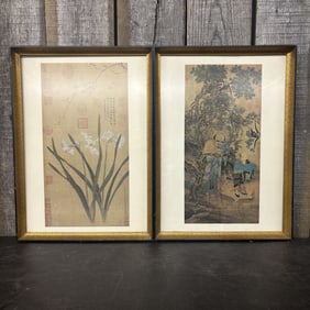 Two Framed Chinese Depictions On Paper Or Silk 15"X21"