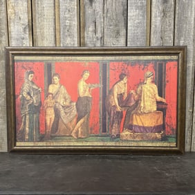 Framed Reproduction Of The Dionysiac Frieze Fresco 59"X36"
