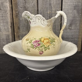 Antique Buffalo Pottery Cairo Pattern Wash Basin Set 16"X12"